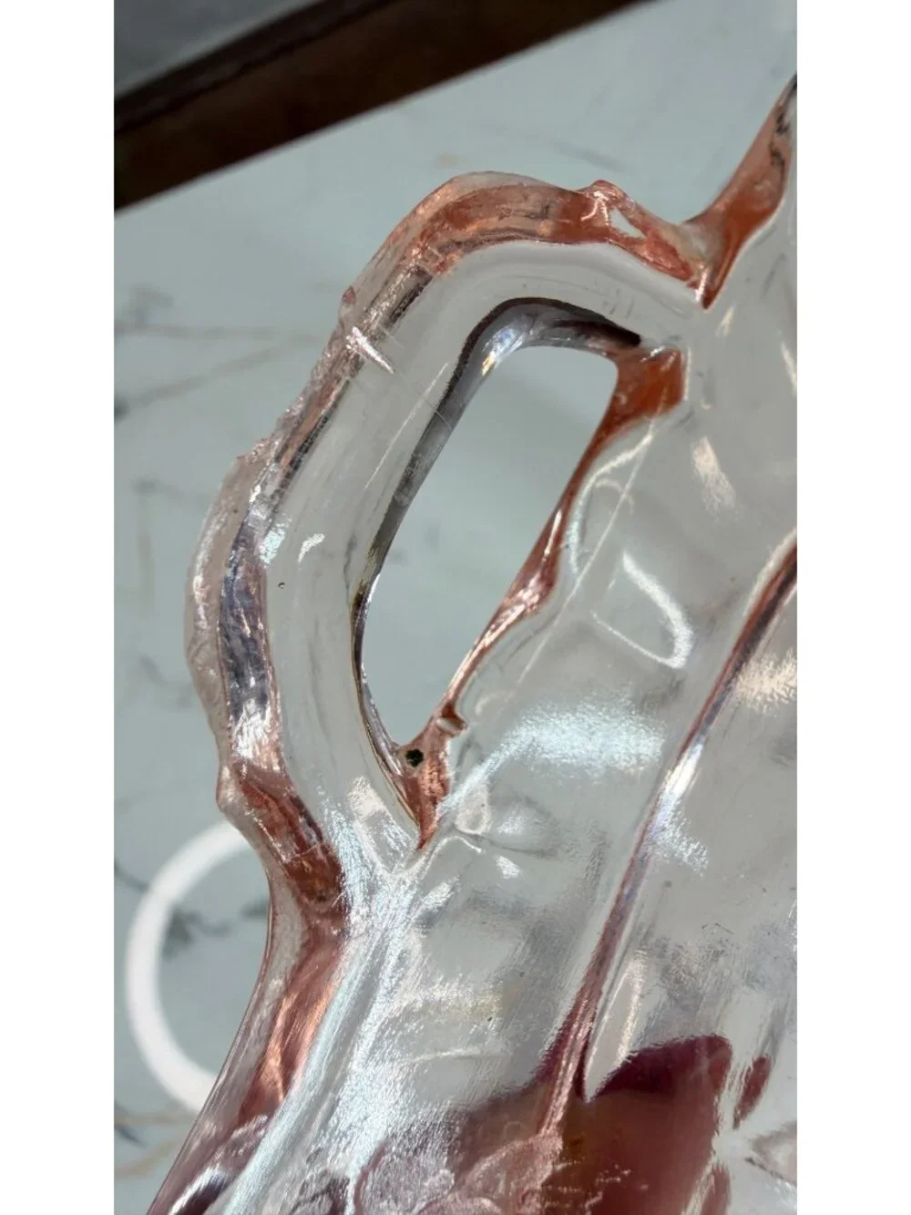 Vintage Anchor Hocking Mayfair Open Rose pink depression glass oval handled serv